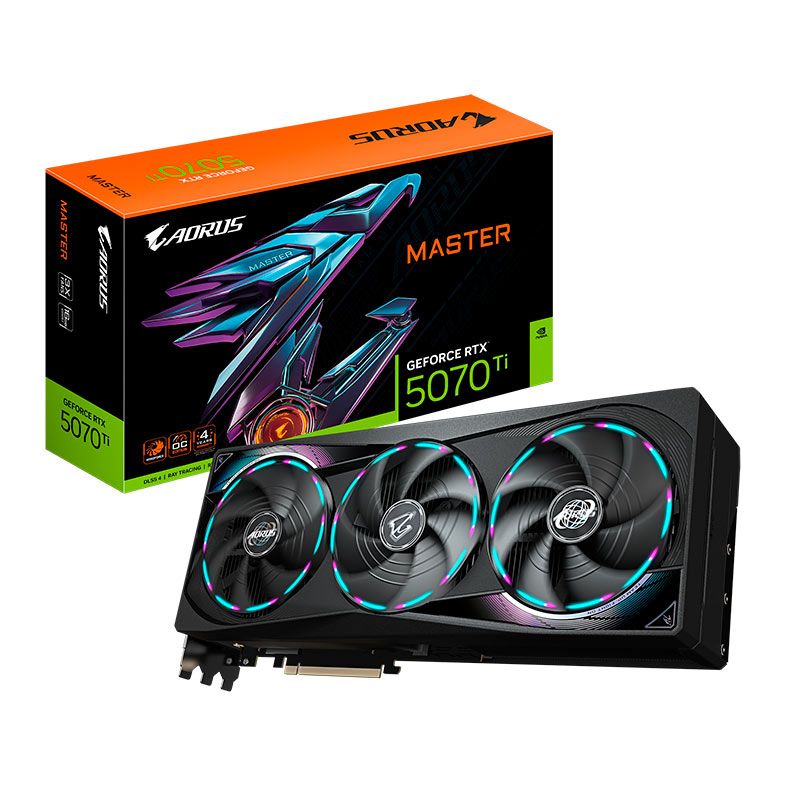 Placa de Video Gigabyte GeForce RTX 5070 Ti Aorus Master, 16GB, GDDR7, 256-bit, GV-N507TAORUS-M-16GD-NAC