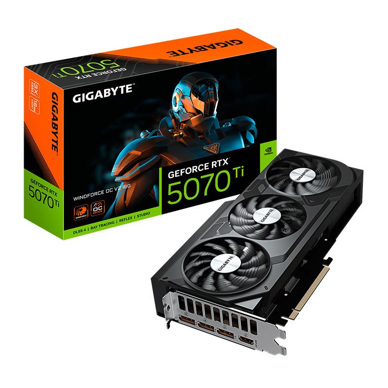 Placa de Video Gigabyte GeForce RTX 5070 Ti Winforce OC V2, 16GB, GDDR7, 256-bit, GV-N507TWF3OCV2-16GD