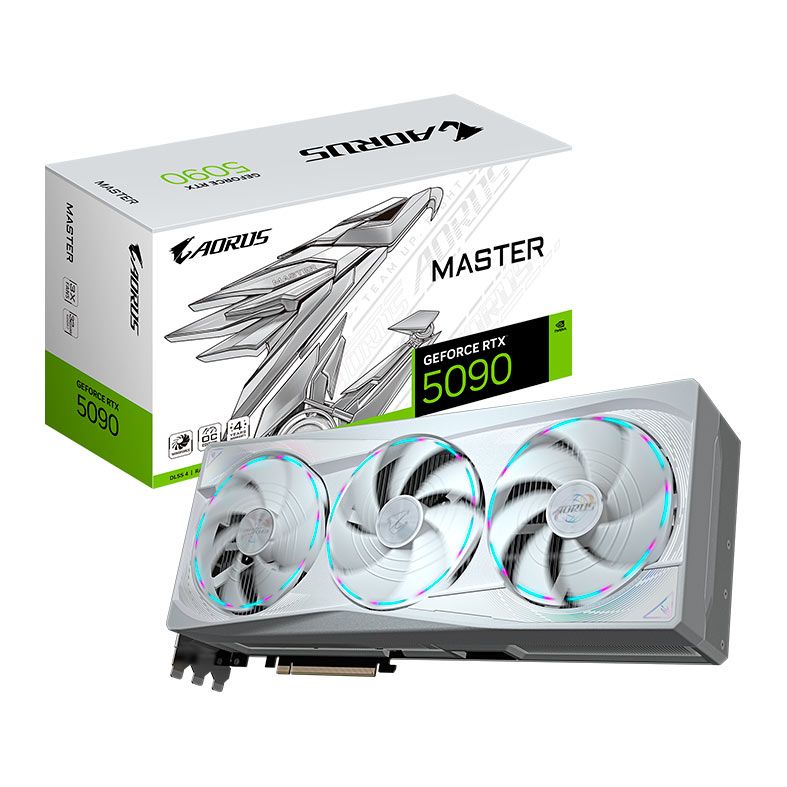 Placa de Video Gigabyte GeForce RTX 5090 Aorus Master Ice, 32GB, GDDR7, 512-bit, GV-N5090AORUS-M-ICE-32GD