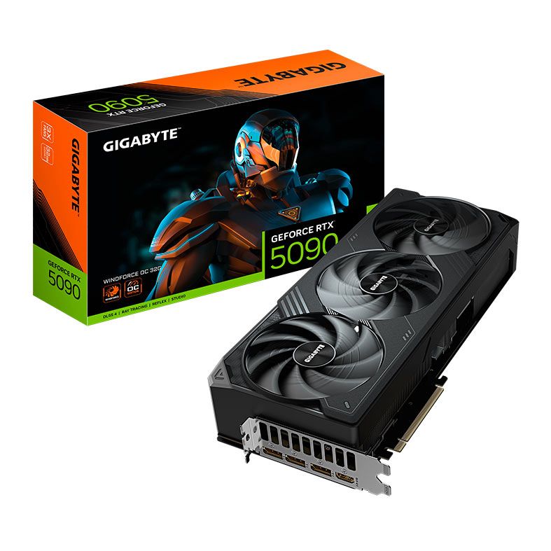 Placa de Video Gigabyte GeForce RTX 5090 Windforce OC, 32GB, GDDR7, 512-bit, GV-N5090WF3OC-32GD
