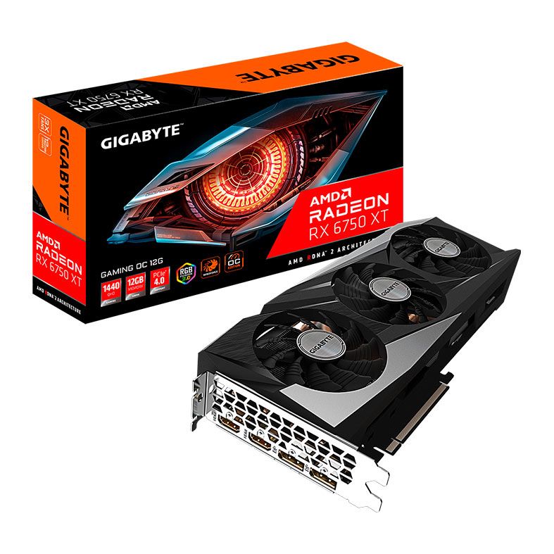 Placa de Video Gigabyte Radeon RX 6750 XT Gaming OC, 12GB, GDDR6, 192-bit, GV-R675XTGAMINGOC-12GD