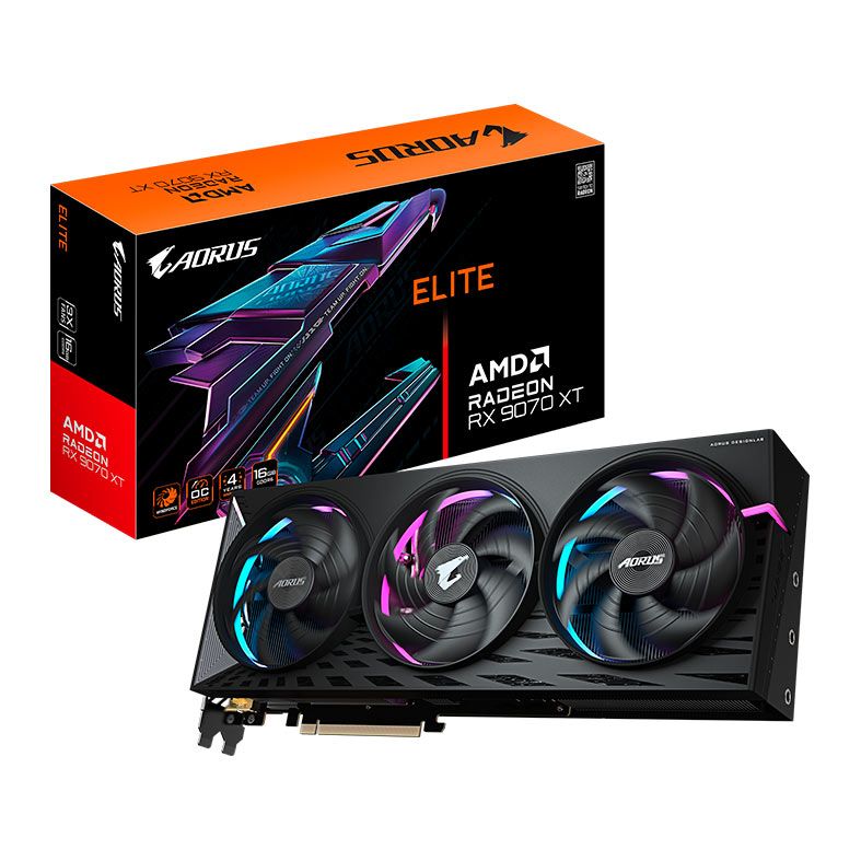 Placa de Video Gigabyte Radeon RX 9070 XT Aorus Elite, 16GB, GDDR6, 256-bit, GV-R9070XTAORUS-E-16GD
