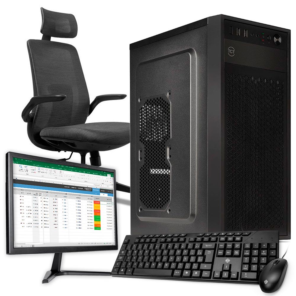 PC Home Mancer HM534, Intel Core I5, 8GB DDR3, SSD 240GB + Cadeira Office + Monitor + Kit Teclado e Mouse 
