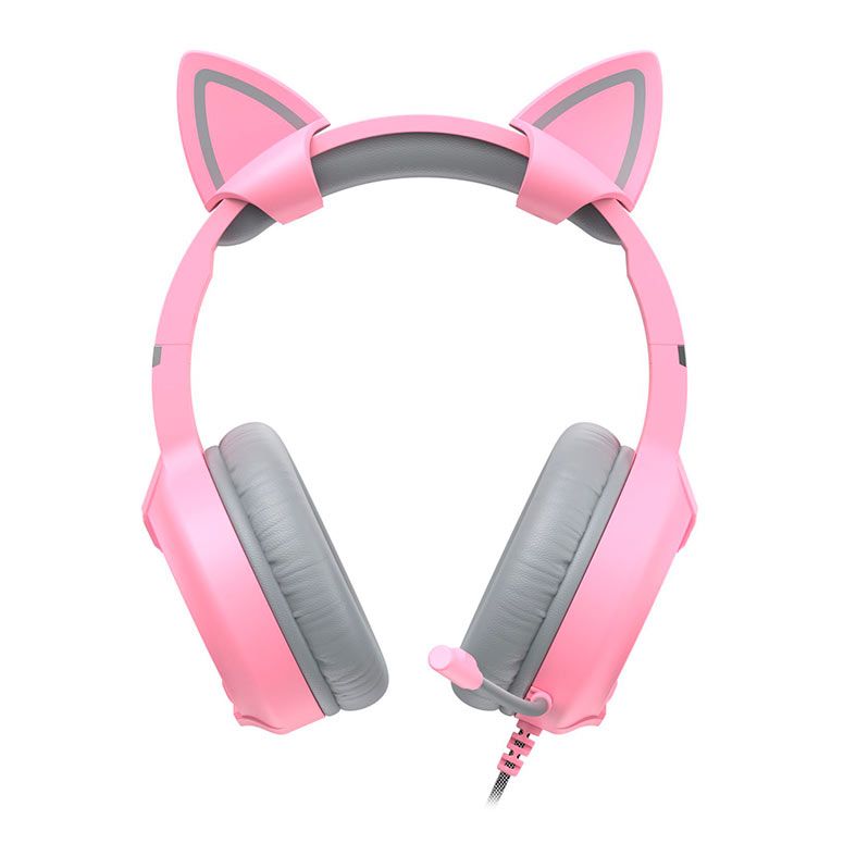 Headset Gamer Havit H2233D Cat, RGB, Drivers 50mm, Pink, HVGMH-H2233D-PK
