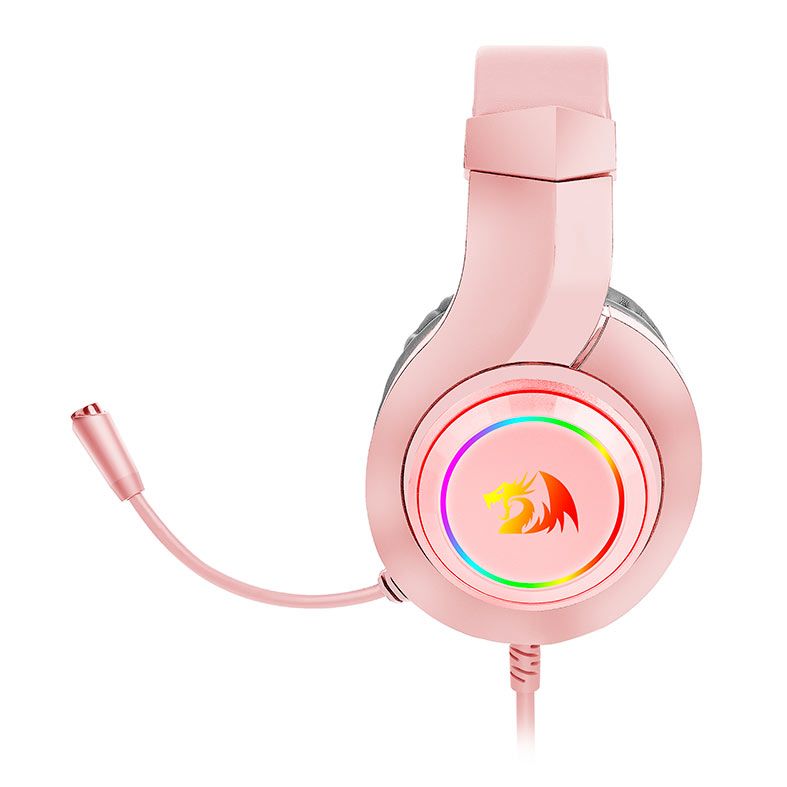 Headset Gamer Redragon Hylas, RGB, Drivers 50mm, Rosa, H260-P
