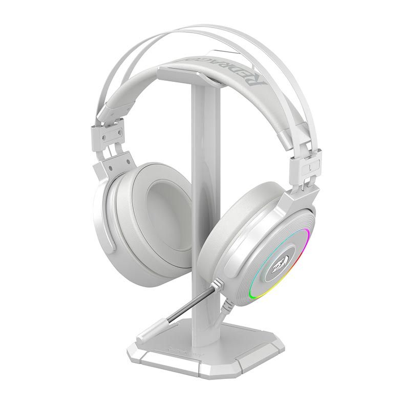 Headset Gamer Redragon Lamia 2 Lunar White RGB Audio 7.1 + Suporte, H320W-RGB