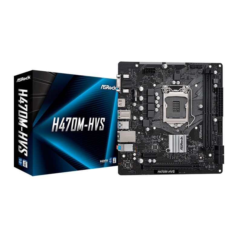 Placa Mae AsRock H470M-HVS, DDR4, LGA 1200, M-ATX, Chipset intel H470, H470M-HVS