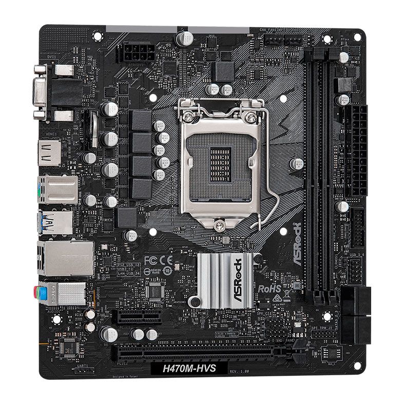 Placa Mae AsRock H470M-HVS, DDR4, LGA 1200, M-ATX, Chipset intel H470, H470M-HVS