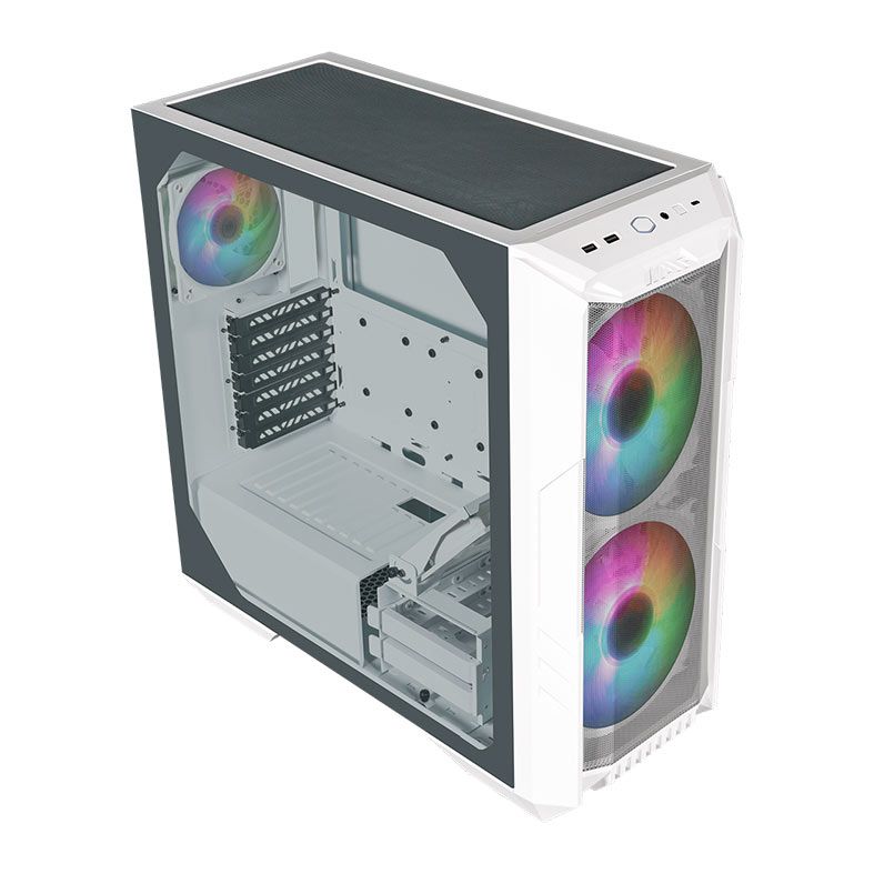 Gabinete Cooler Master HAF 500, ARGB, Mid-Tower, Lateral de Vidro, Com 4 Fans, Branco, H500-WGNN-S00