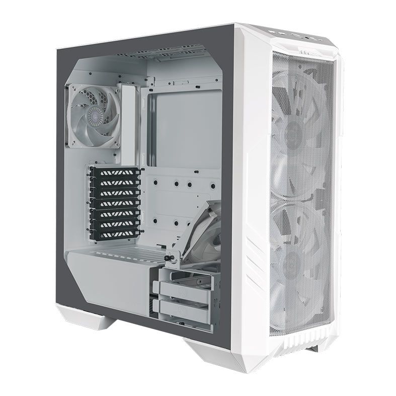 Gabinete Cooler Master HAF 500, ARGB, Mid-Tower, Lateral de Vidro, Com 4 Fans, Branco, H500-WGNN-S00