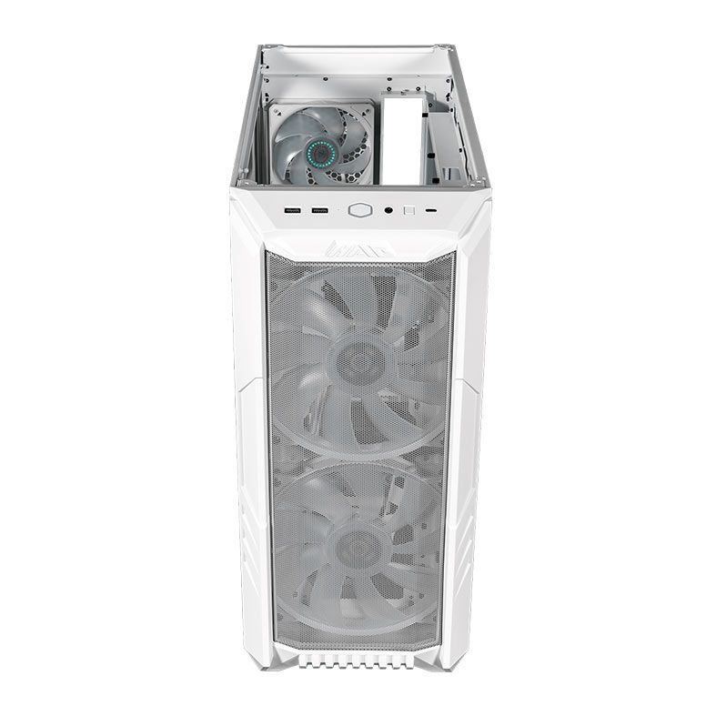 Gabinete Cooler Master HAF 500, ARGB, Mid-Tower, Lateral de Vidro, Com 4 Fans, Branco, H500-WGNN-S00
