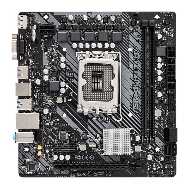 Placa Mae AsRock H610M-HDV, DDR4, LGA 1700, M-ATX, Chipset Intel H610, H610M-HDV