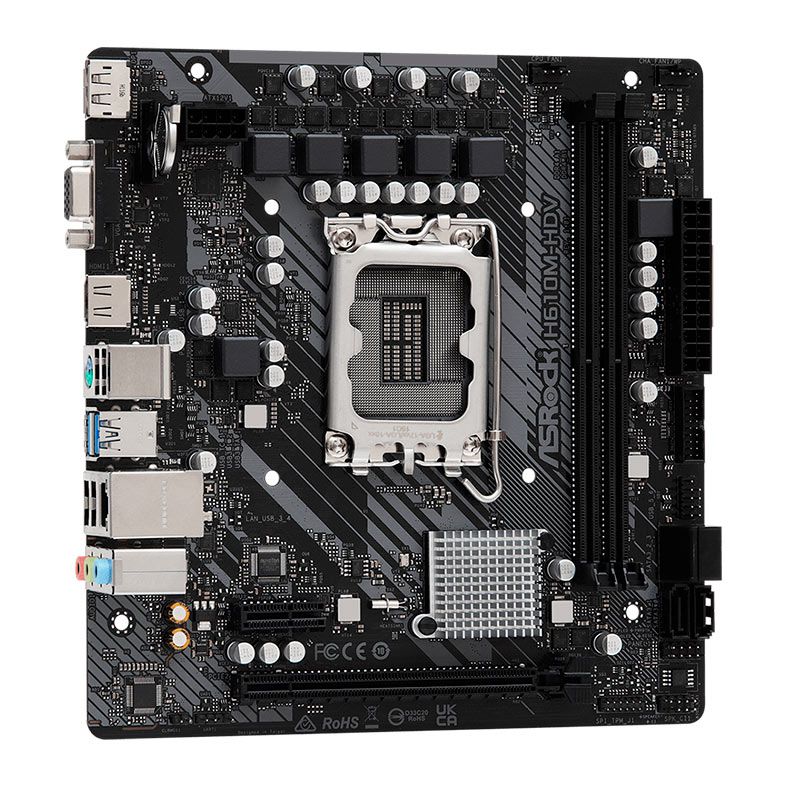 Placa Mae AsRock H610M-HDV, DDR4, LGA 1700, M-ATX, Chipset Intel H610, H610M-HDV