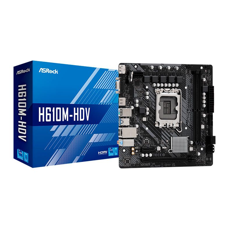 Placa Mae AsRock H610M-HDV, DDR4, LGA 1700, M-ATX, Chipset Intel H610, H610M-HDV