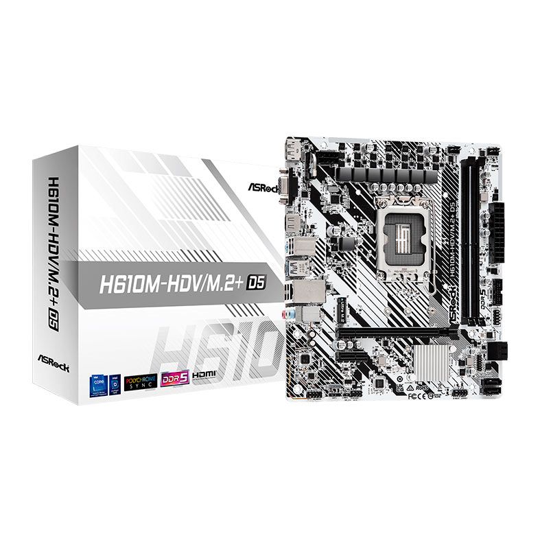 Placa Mae AsRock H610M-HDV/M.2+D5, DDR5, LGA 1700, M-ATX, Chipset Intel H610, H610M-HDV/M.2PLUSD5