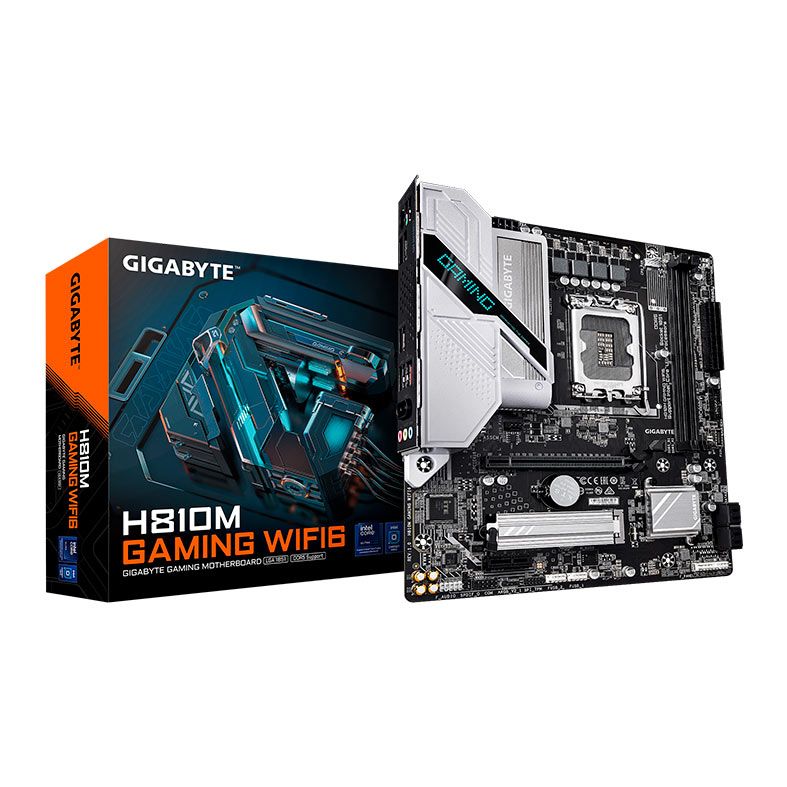 Placa Mae Gigabyte H810M Gaming WIFI6, DDR5, LGA1851, M-ATX, Chipset Intel H810M, H810M-GAMING-WIFI6