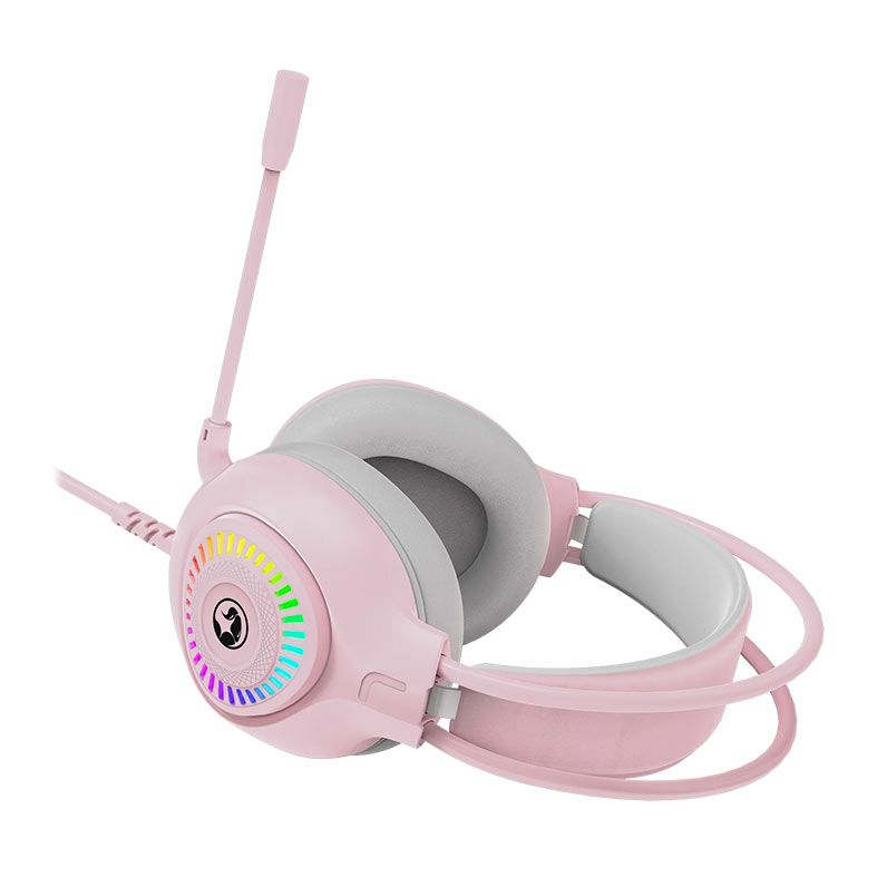 Headset Gamer Marvo H8325, RGB, Drivers 50mm, Rosa, H8325-PK