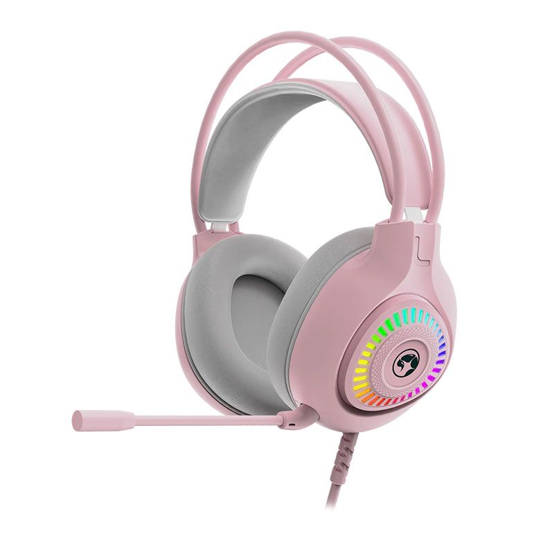 Headset Gamer Marvo H8325, RGB, Drivers 50mm, Rosa, H8325-PK