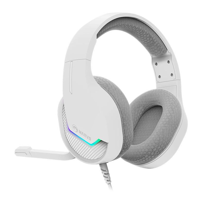 Headset Gamer Marvo H8618, RGB, Drivers 50mm, Branco, H8618-WH