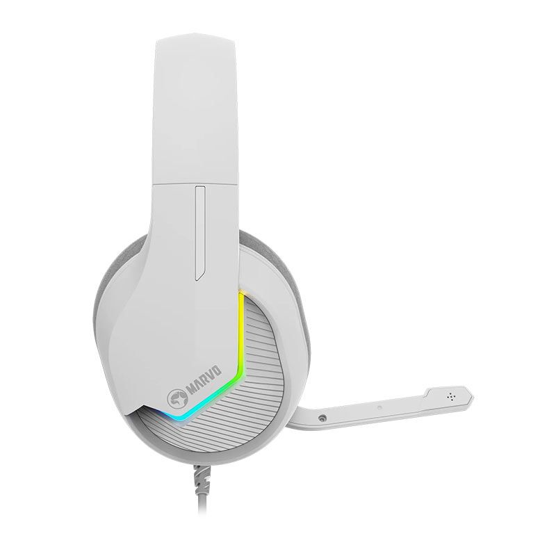 Headset Gamer Marvo H8618, RGB, Drivers 50mm, Branco, H8618-WH