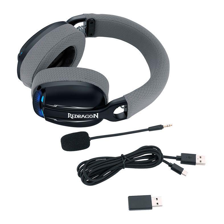 Headset Gamer Redragon Skuld Pro, Led Azul, Bluetooth, Drivers 40mm, Preto, H878BG