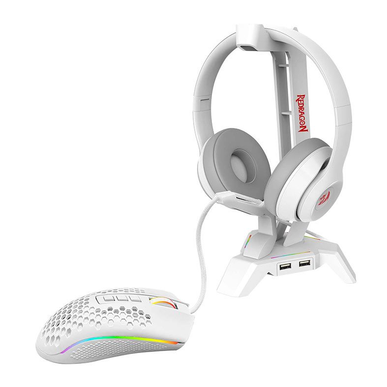 Suporte Para Headset Redragon Scepter Elite, RGB, Branco, HA311-W
