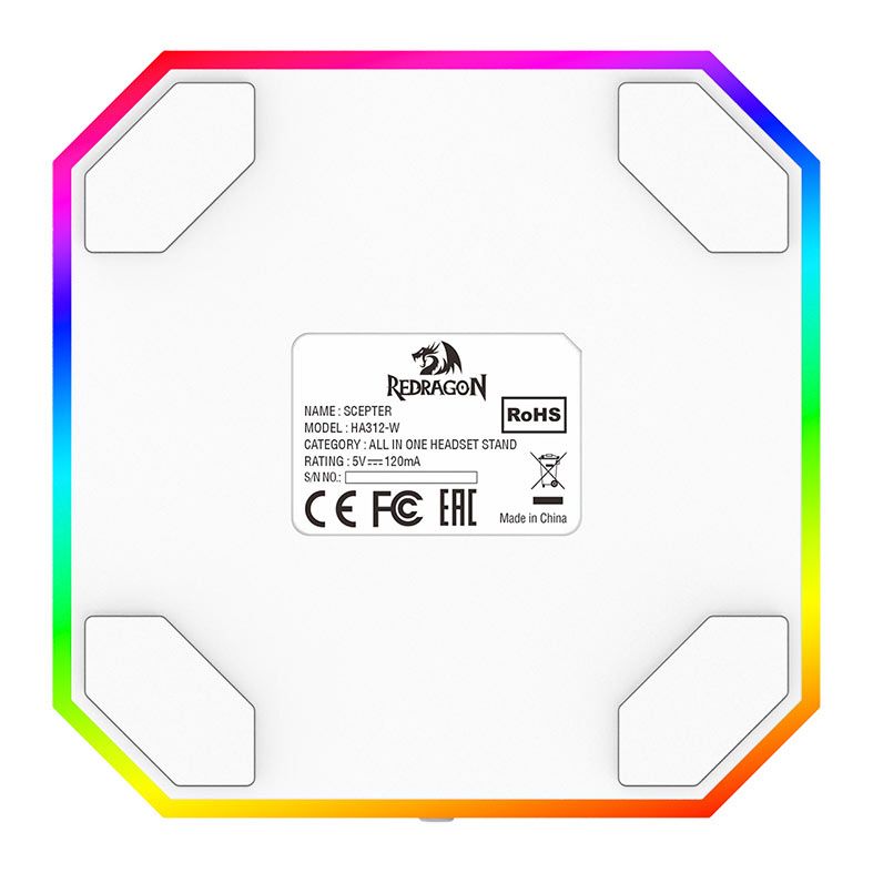 Suporte Para Headset Redragon Scepter, RGB, Branco, HA312-W