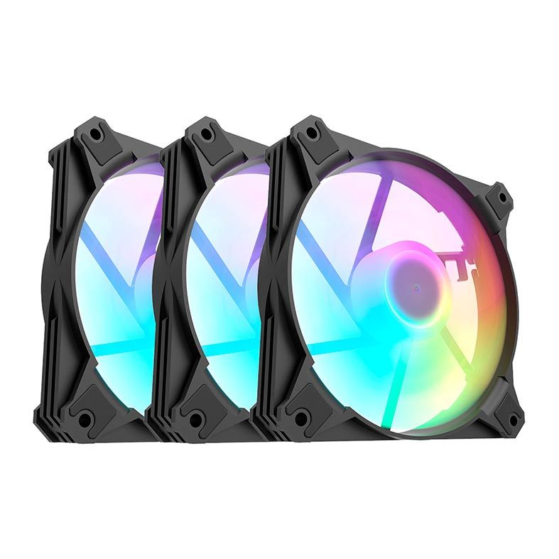 Kit Ventoinhas Motospeed Hyrax HCL603 3IN1 3x120mm RGB Preto, HCL603B
