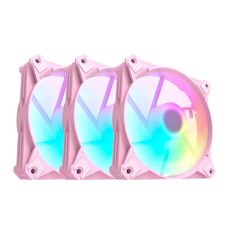 Kit Ventoinhas Motospeed Hyrax HCL603 3IN1 3x120mm RGB Rosa, HCL603P