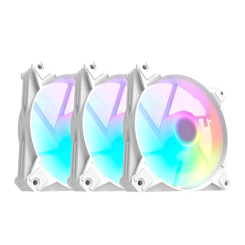 Kit Ventoinhas Motospeed Hyrax HCL603 3IN1 3x120mm RGB Branco, HCL603W