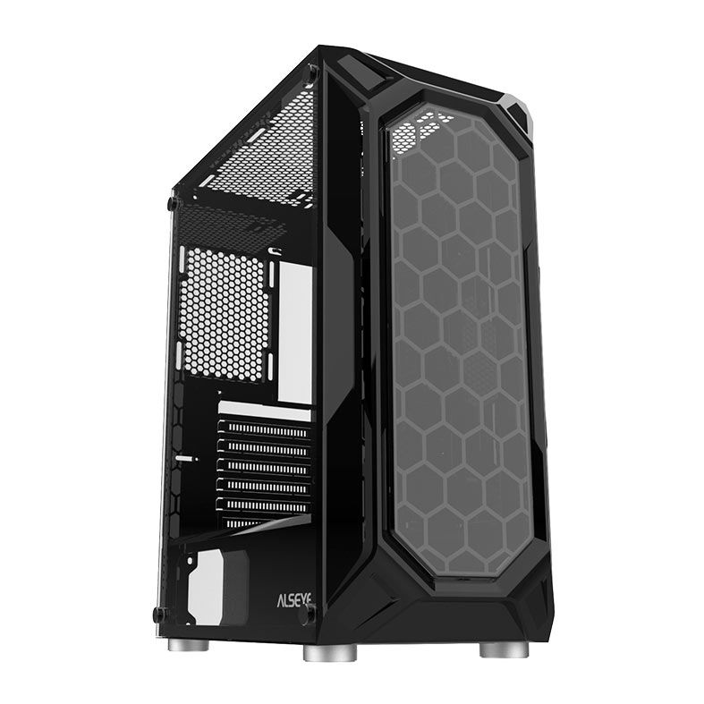 Gabinete Gamer Alseye Heir, Mid-Tower, Lateral de Vidro, Preto, HEIR-BK