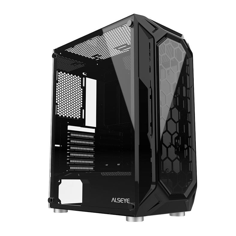 Gabinete Gamer Alseye Heir Mid Tower Lateral De Vidro Preto Heir Bk