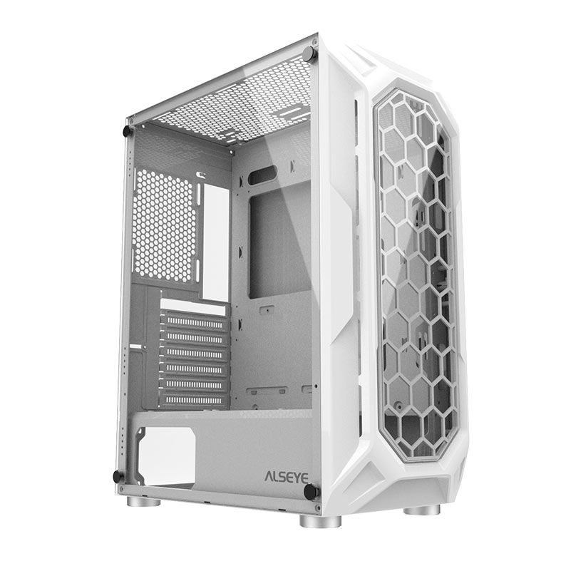 Gabinete Gamer Alseye Heir, Mid-Tower, Lateral de Vidro, Branco, HEIR-WH