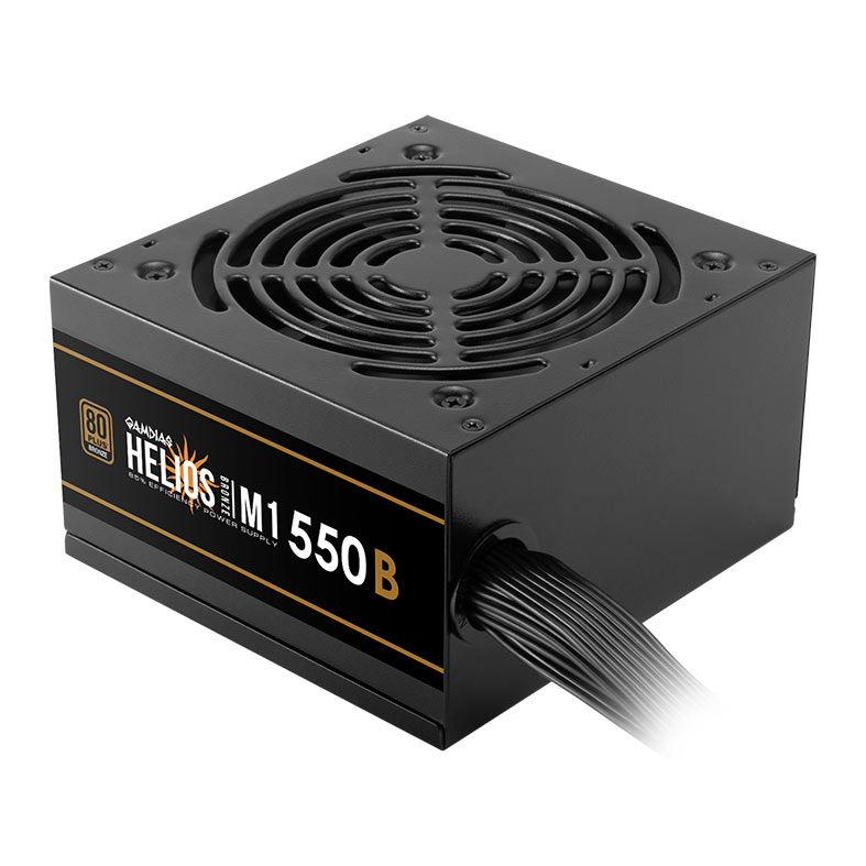 Fonte Gamdias Helios M1-550B, 550W, 80 Plus Bronze, Preto, HELIOS-M1-550B