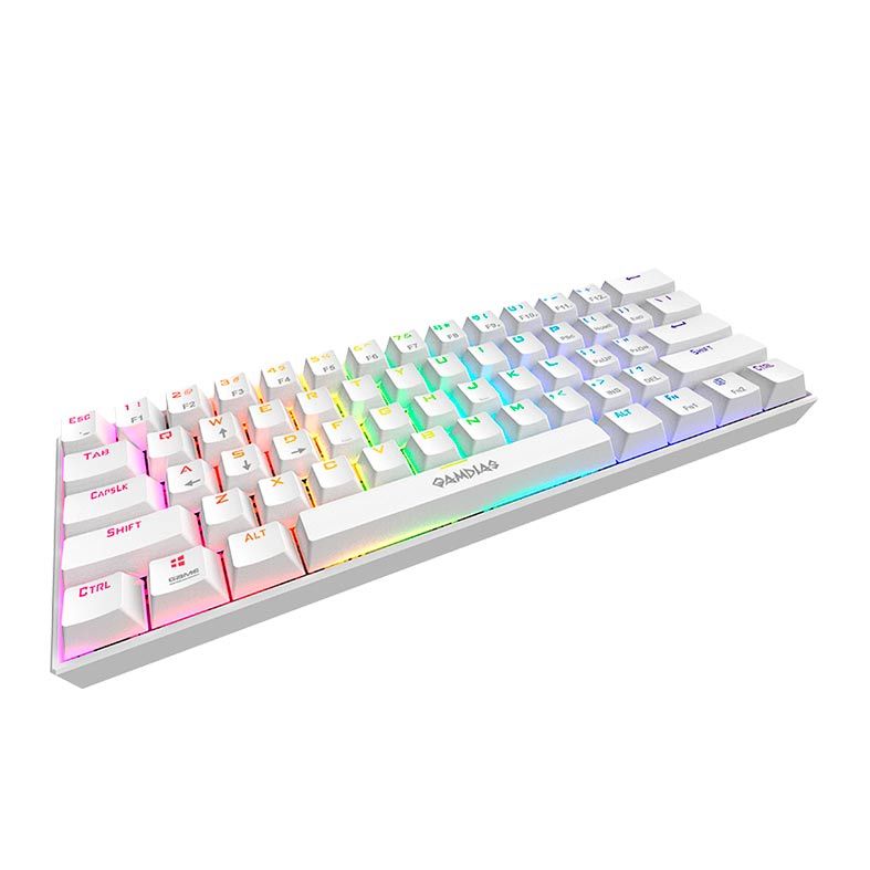 Teclado Mecanico Gamdias Hermes E3 Branco RGB Switch Azul, HERMES E3 RGB(US/BLUE/WH)