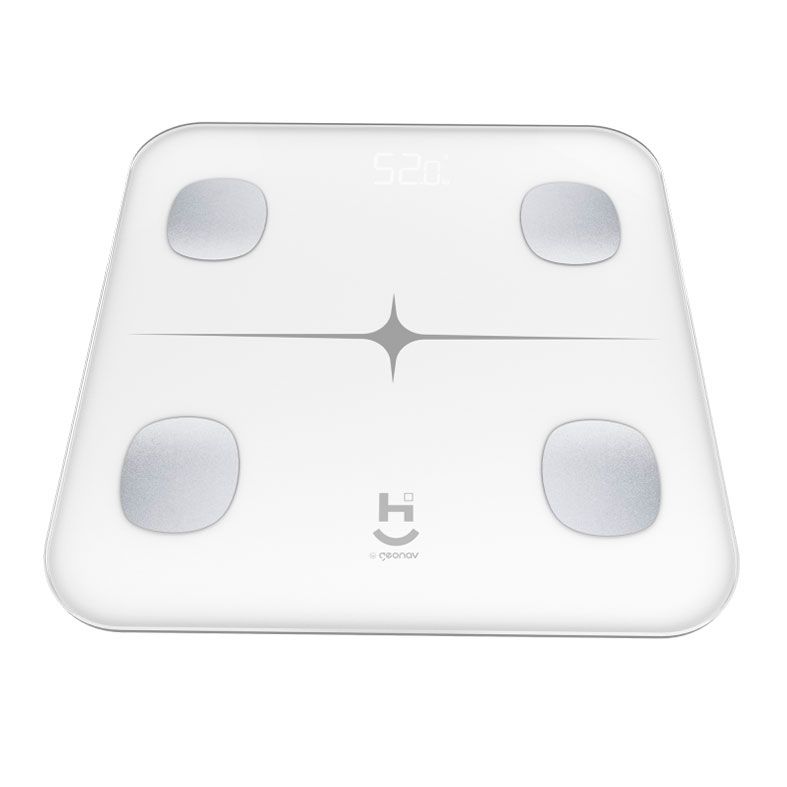 Balanca Inteligente Com Bioimpedancia Geonav, Bluetooth, Ate 180Kg, Branca, HISAUBA