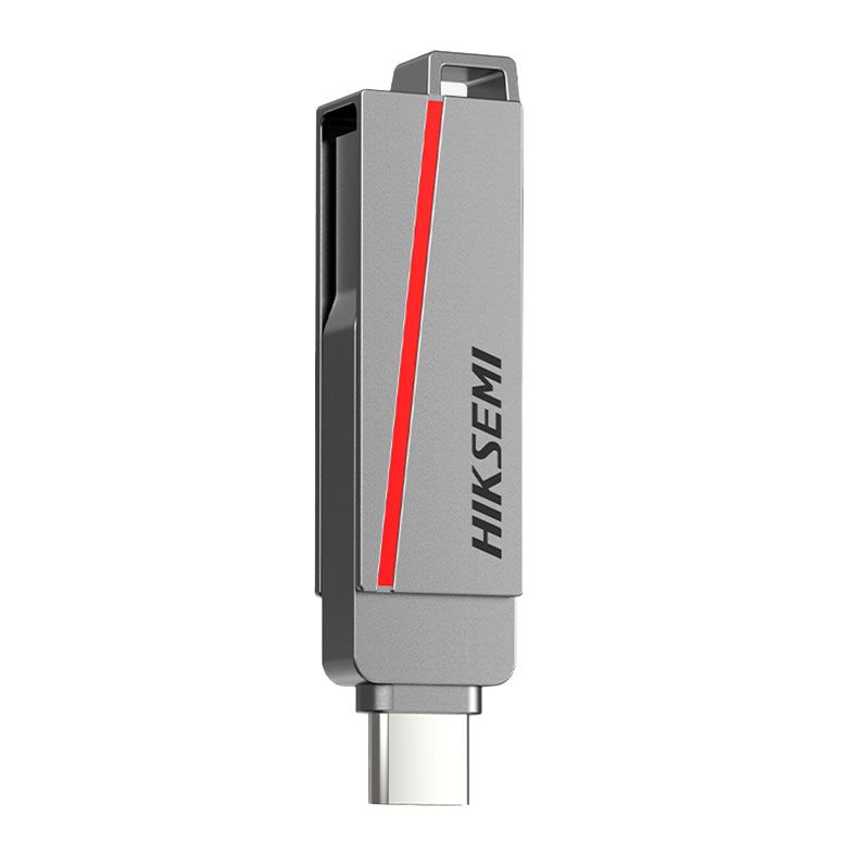 Pen Drive Hiksemi Dual Slim, 128GB, USB 3.2, Cinza, HS-USB-E307C-128G-U3