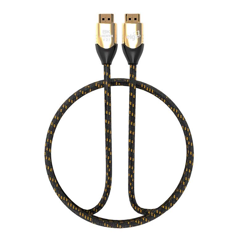 Cabo HDMI 2.1 ELG, 8K Ultra HD, 144Hz, 3m, Nylon, Preto e Dourado, HS8K30