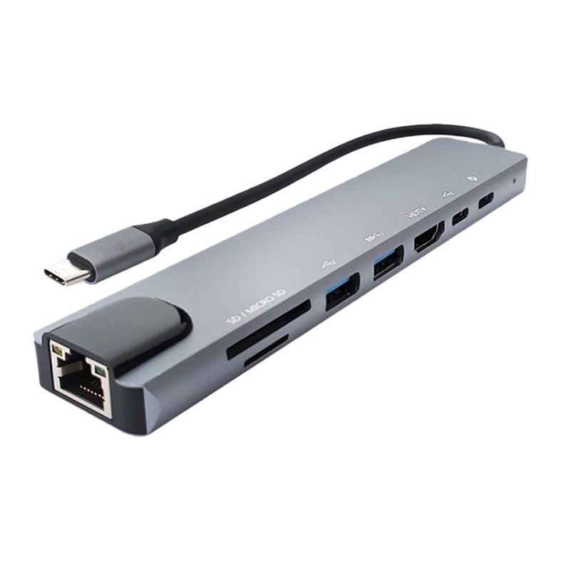 Hub MD9 8 IN 1 Adapter, USB, 8 Portas, Type-C, HUB-MD9-8IN1