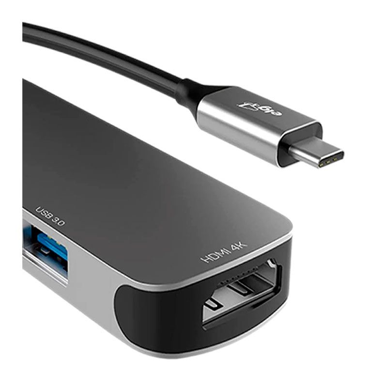 Hub ELG 4 em 1, Entrada Tipo-C, 2 Portas USB-A, 1 Porta Tipo-C, 2