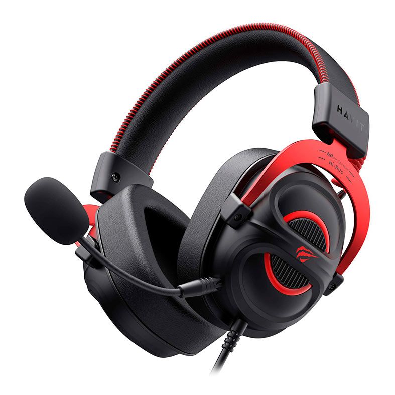 Headset Gamer Havit H2002E Pro, Drivers 60mm, Preto e Vermelho, HVGMH-H2002E-PRO-BR