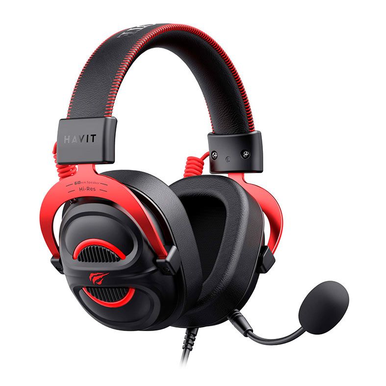 Headset Gamer Havit H2002E Pro, Drivers 60mm, Preto e Vermelho, HVGMH-H2002E-PRO-BR