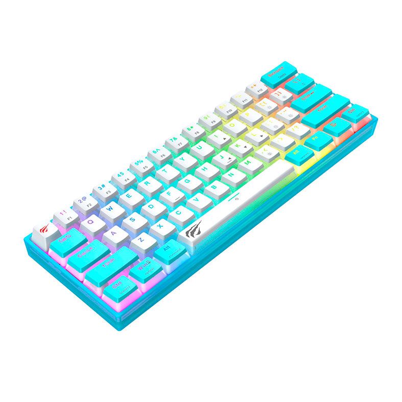 Teclado Mecanico Havit KB877L, RGB, USB, Switch Content Red, Branco e Azul, HV-KB877L-WB