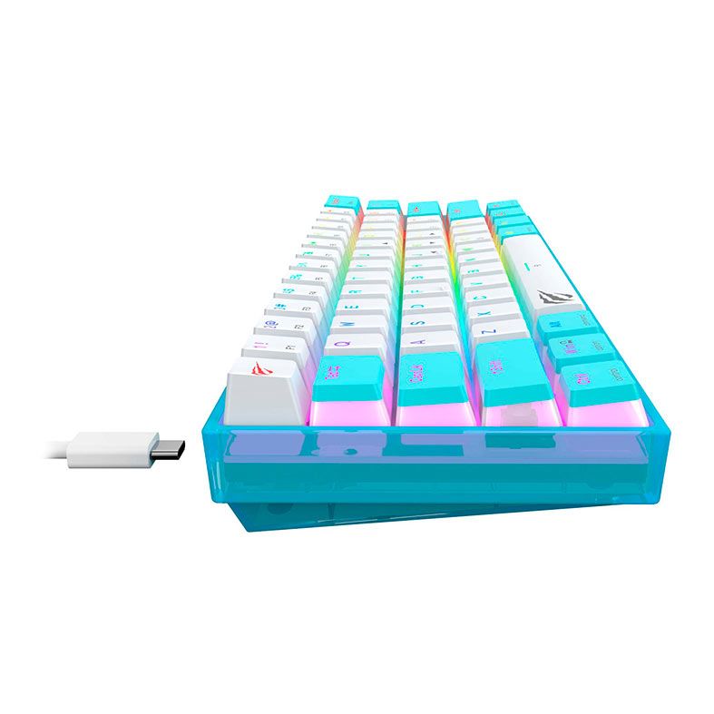 Teclado Mecanico Havit KB877L, RGB, USB, Switch Content Red, Branco e Azul, HV-KB877L-WB