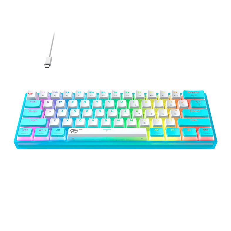 Teclado Mecanico Havit KB877L, RGB, USB, Switch Content Red, Branco e Azul, HV-KB877L-WB