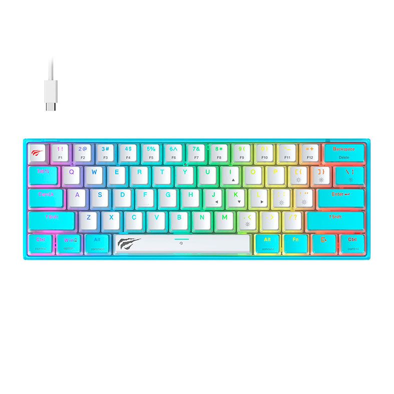Teclado Mecanico Havit KB877L, RGB, USB, Switch Content Red, Branco e Azul, HV-KB877L-WB