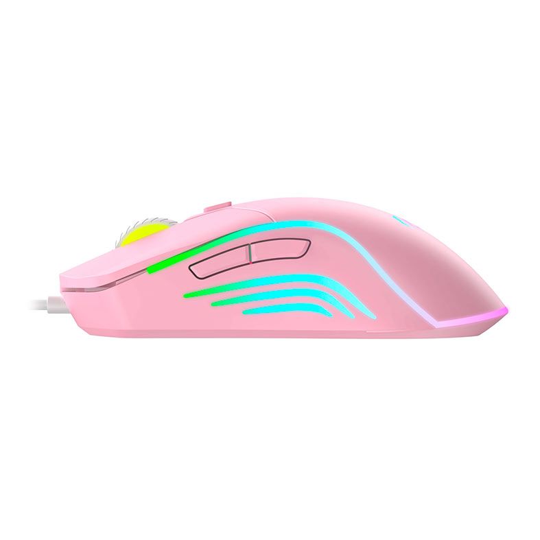 Mouse Gamer Havit MS1029, RGB, 8000DPI, 7 Botoes, Rosa, HVMS-MS1029-PK