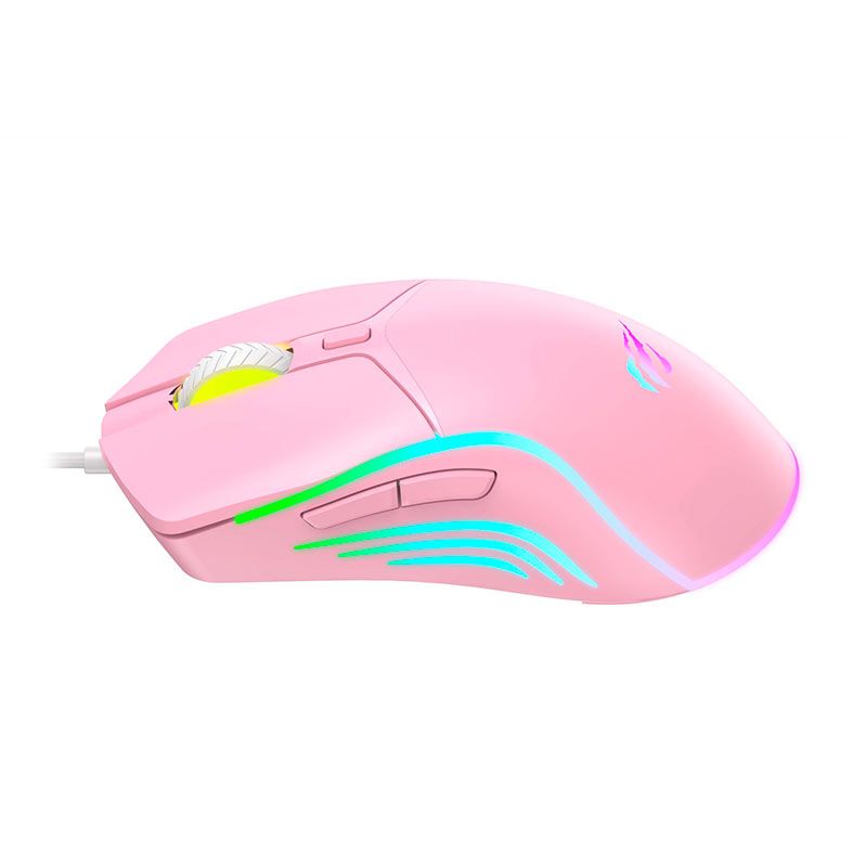Mouse Gamer Havit MS1029, RGB, 8000DPI, 7 Botoes, Rosa, HVMS-MS1029-PK