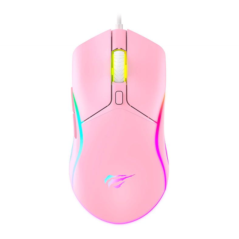 Mouse Gamer Havit MS1029, RGB, 8000DPI, 7 Botoes, Rosa, HVMS-MS1029-PK