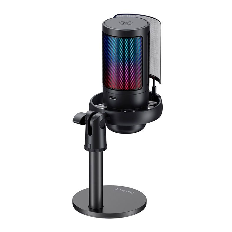 Microfone Havit Gamenote GK50 Pro, RGB, USB, Preto, HVGK-GK50-PRO-BK